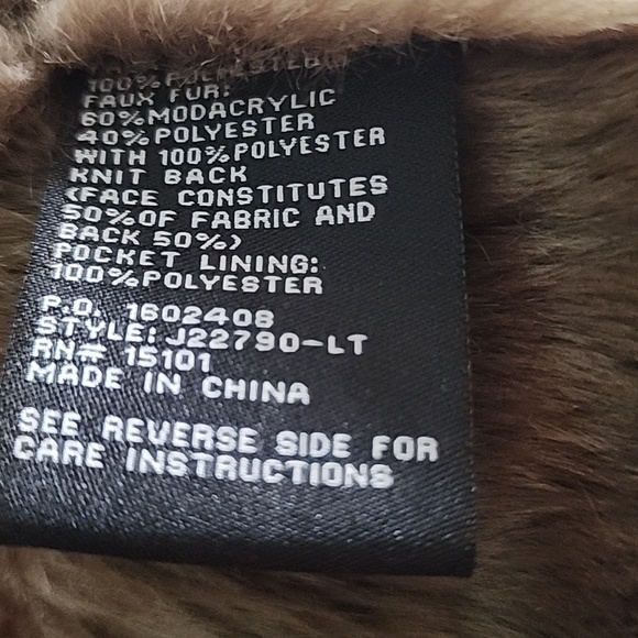 Jones New York Brown Teddy Jacket with Faux Fur Trim.New No Tag. - Picture 8 of 9